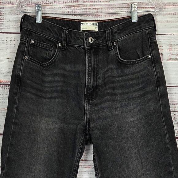 Free People Pacifica Jeans Womens 29 Black High Rise Straight Dark Washed Denim - Picture 3 of 9